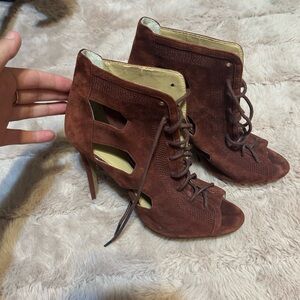 Joe's Jeans Brown Cut-Out Lace-Up Heels